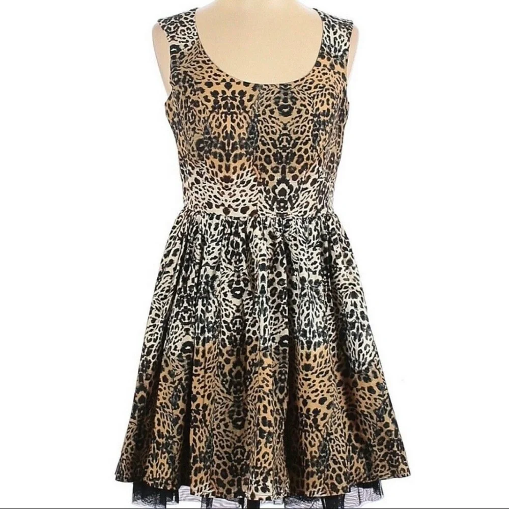 Leopard Print Fit Flare Summer Dress 11/12 Cutout back Jessica Simpson - Picture 3 of 13
